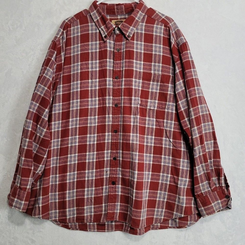 The Foundry Flannel Shirt Men 3XL Red Gray Plaid Button Up Long Sleeve *Read*